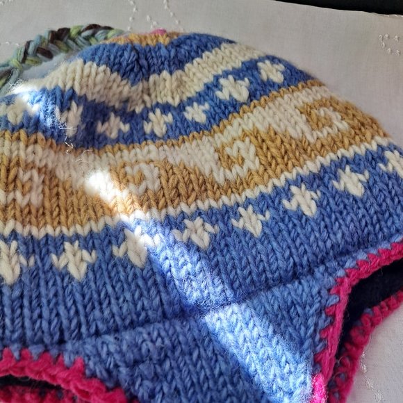 Girl's Nepal Wool Ski / Snow Hat - Picture 2 of 6